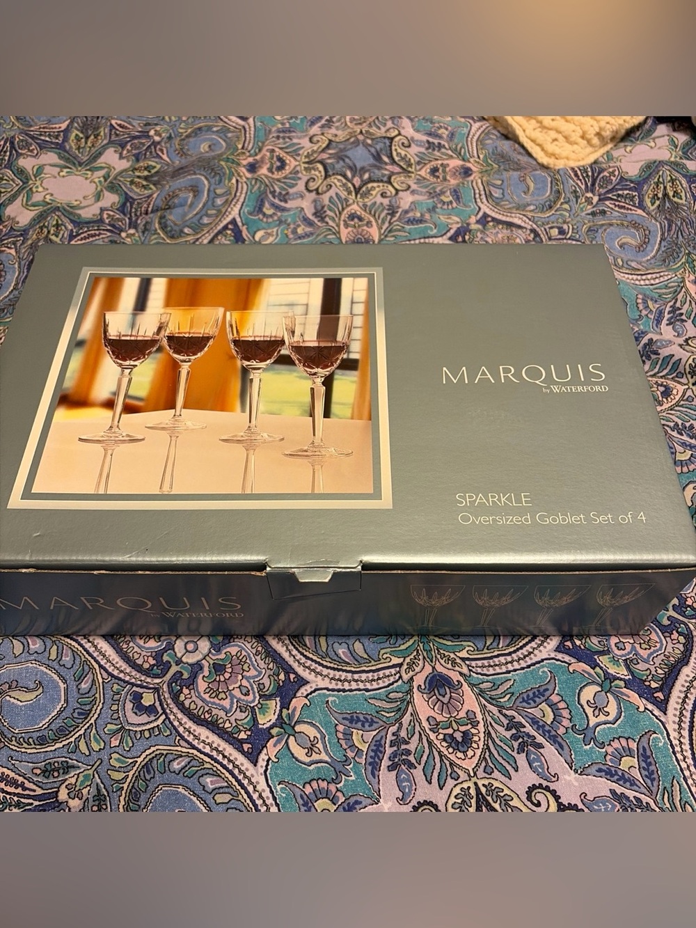 Marquis by Waterford Sparkle Oversized Goblet Set of 4 - Blue Box